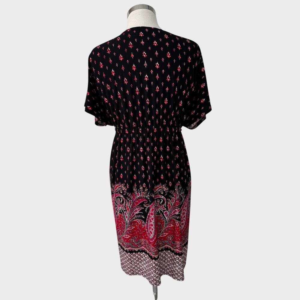 Joei & i Size Large Dress Deep V Neck Black Pink Paisley - Picture 5 of 8